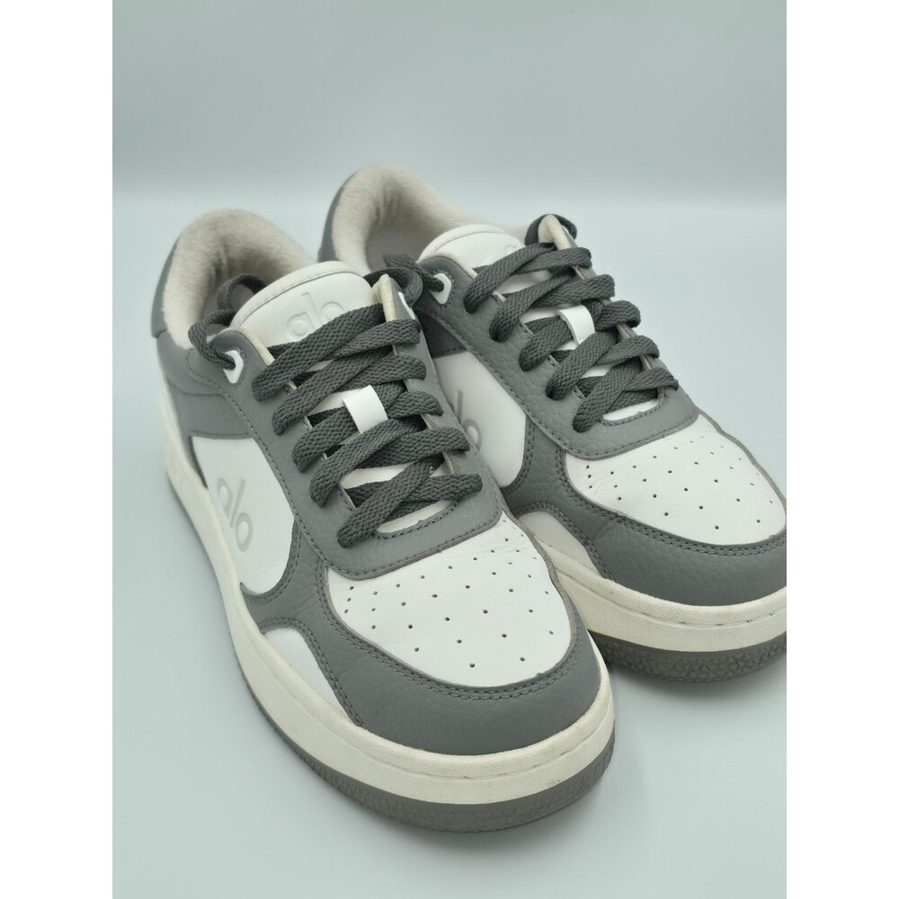 ALO Recovery Mode Grey White Vegan Leather Sneakers Women 6 Men 4.5 A0685U